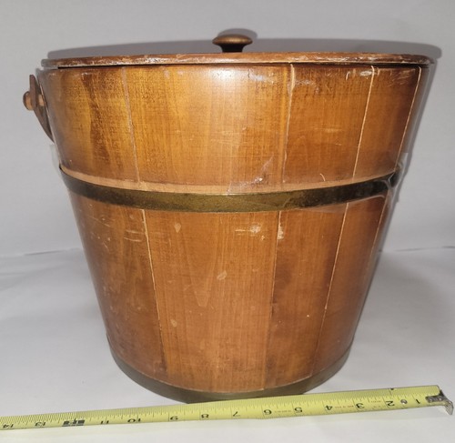Vintage sewing basket wooden - vintage,