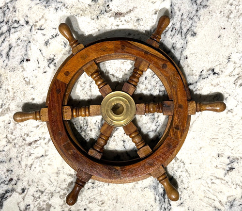 Vintage boat ship steering - vintage, 12"