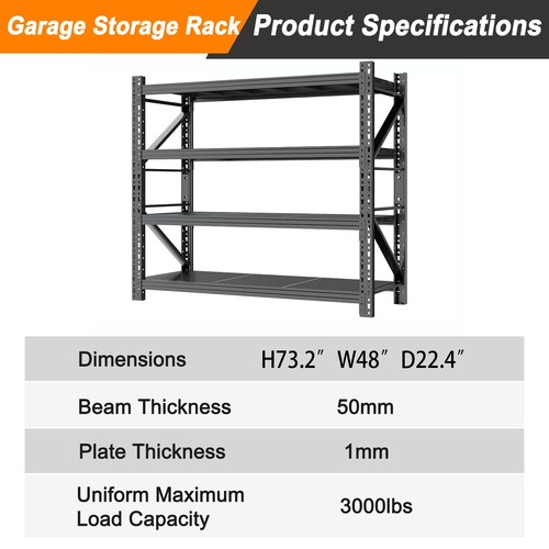 Heavy duty garage - duty, shelving,73"