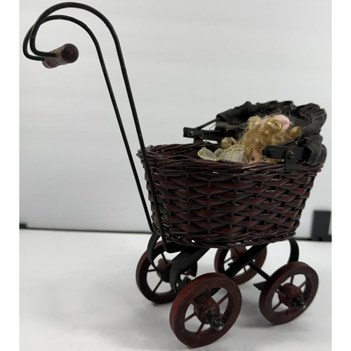 Wicker doll buggy pram - wicker,