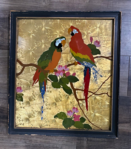 Vintage reverse glass painting - vintage,