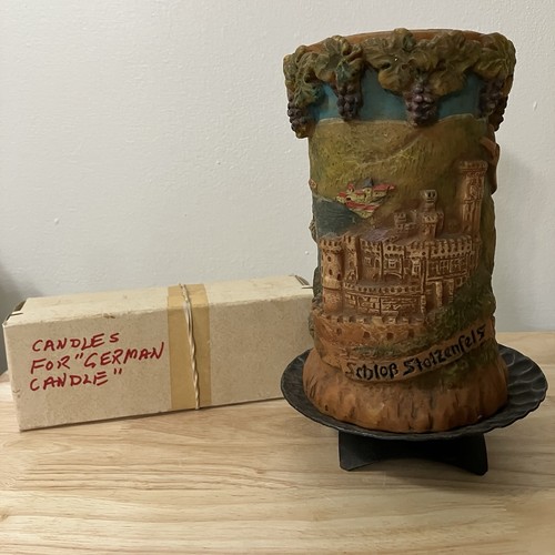 Vtg german carved candle - vtg,