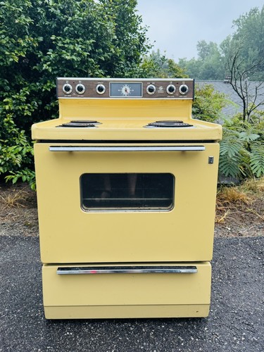 Vintage yellow oven 30 - oven,