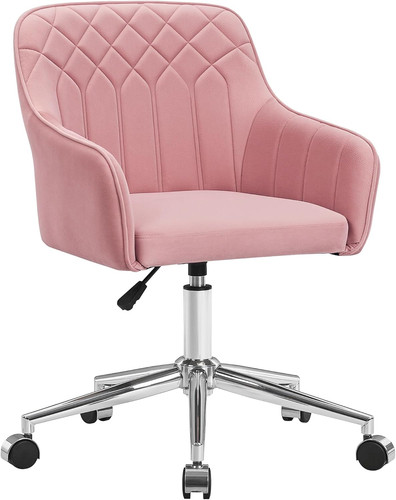 Pink velvet swivel desk - velvet, chair