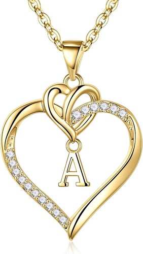 Initial heart necklace for - initial,
