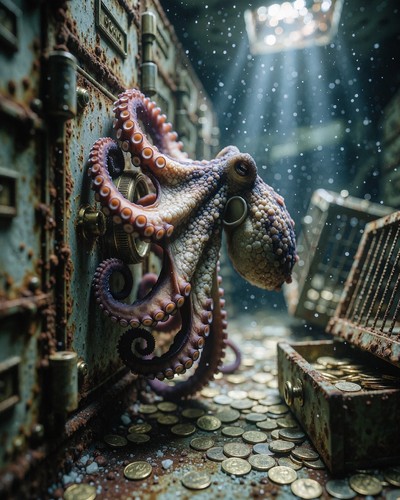 Octopus robbing underwater - robbing,