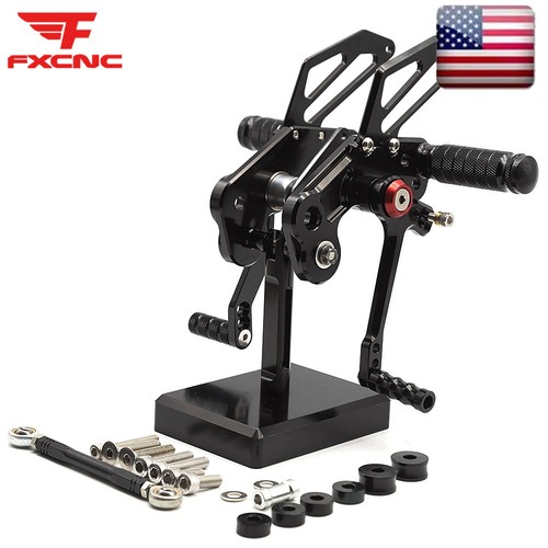 Black cnc rearset footpegs - rearset,
