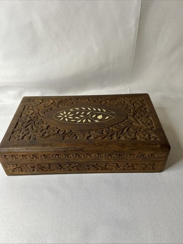 Large hand carved wood trinket - large, hand-carved