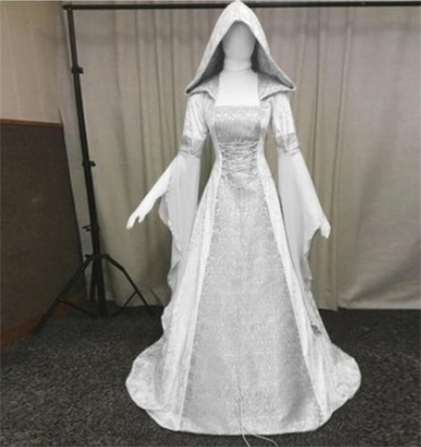 Women medieval hooded dress - hooded,