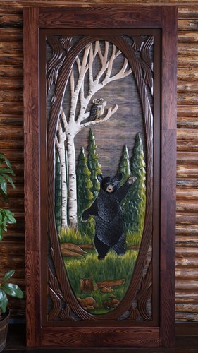 Handmade bear screen door - bear,