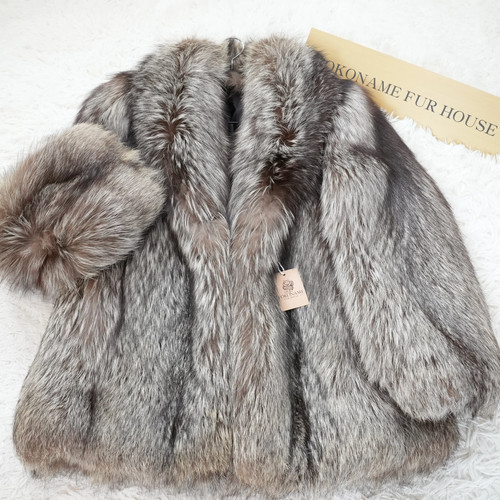 Silver fox fur coat genuine - coat,