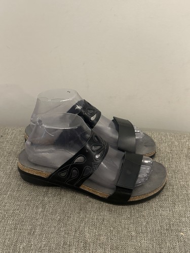 Naot black leather slide - naot,