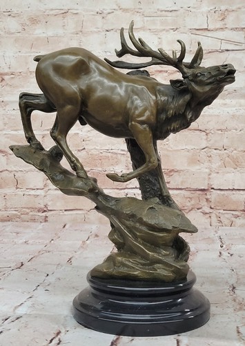Bronze marble statue elk - statue, deer