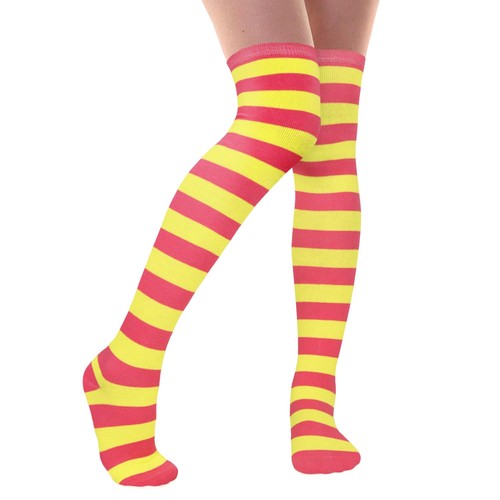 Striped thigh high socks over - striped,
