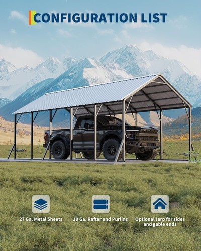 13x26 metal carport with - 13x26, ft