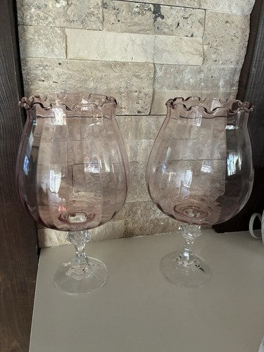 Pair glass pedestal - pair, beveled