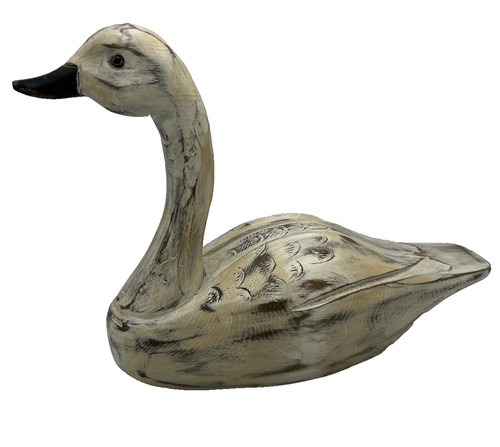 Hand carved wood swan duck - carved,