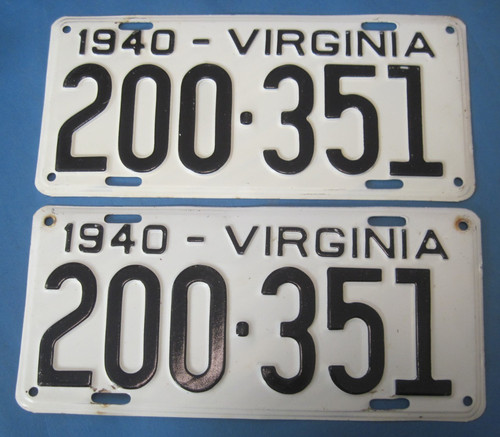 1940 virginia license plates - virginia,