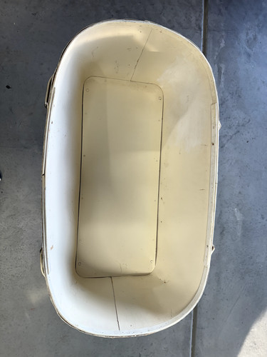 Vtg baby bassinet white woven - vtg.,