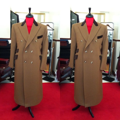 Khaki woolen men long - woolen,