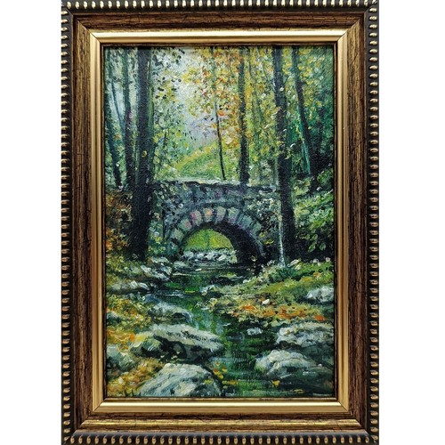 Stone bridge original oil - bridge,