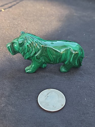 Malachite lion hand carved - lion,