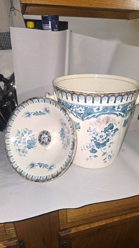 Blue white floral glossy - blue,