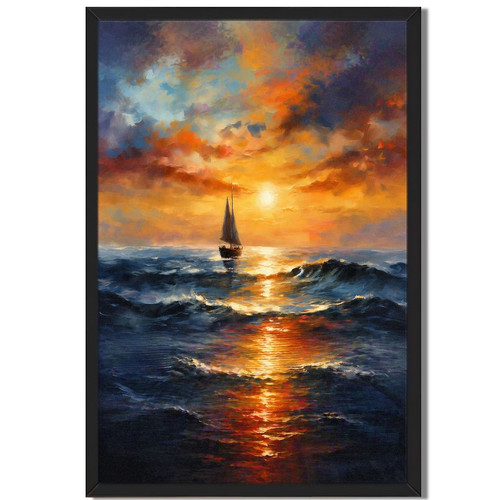 Sunset seascape sailboat - seascape,