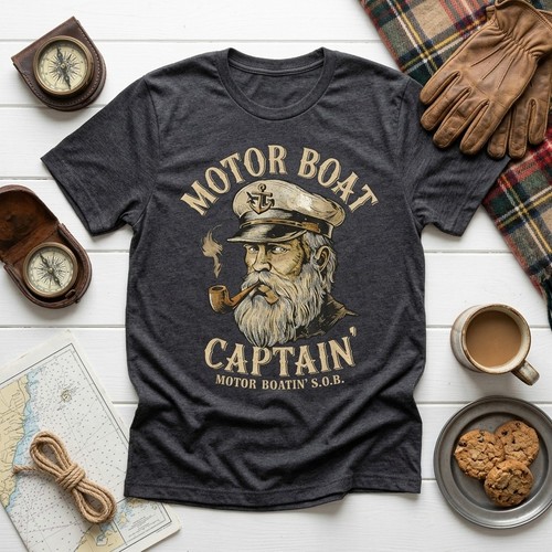 Funny motor boat captain - boat,