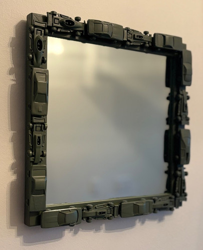 Racecar square mirror - mirror, olive