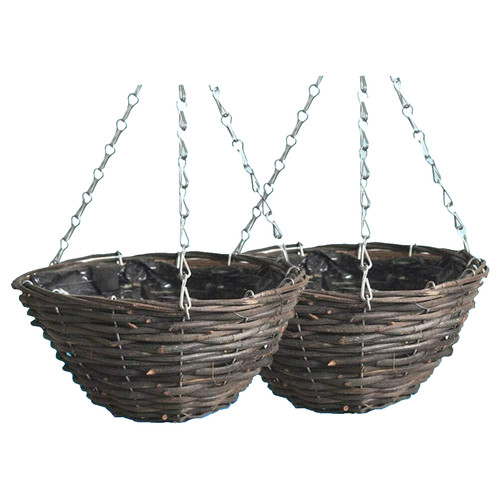 Rattan hanging plant holders - hanging,