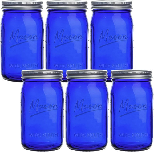 Blue mason jars - blue, 32