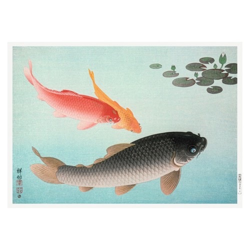 Koi fish ukiyo poster - koi,