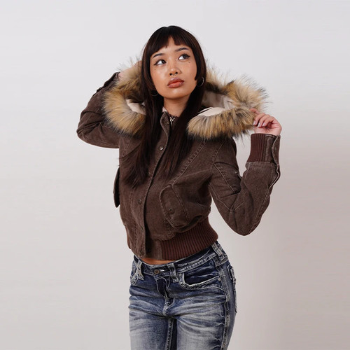 Short hooded jacket women - hooded, women's
