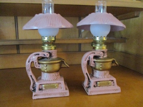 Vintage pair ceramic hurricane - vintage,