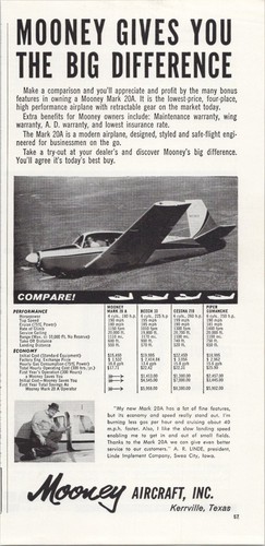 Mooney aircraft 1960 print - aircraft,