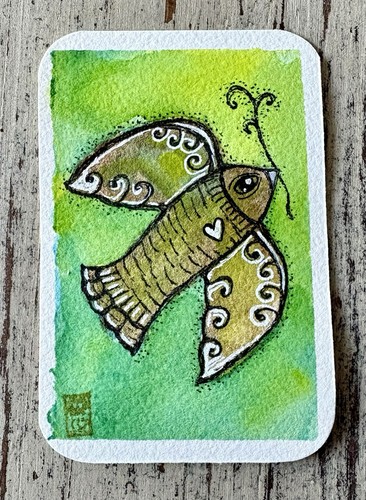Original aceo little swirly - original,