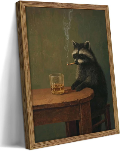 Framed vintage raccoon wall - framed,