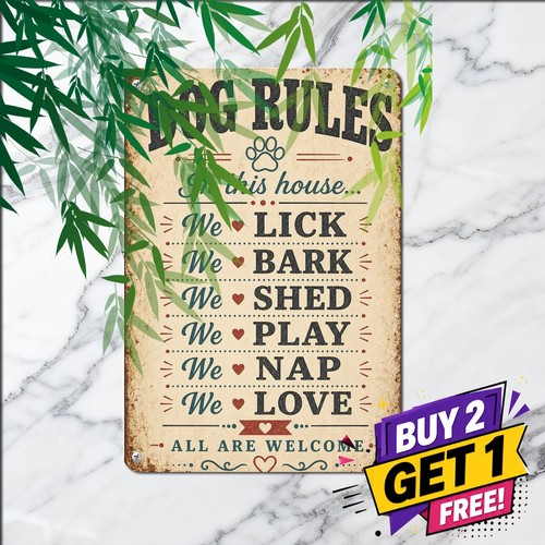 Farmhouse dog rules quote sign - rules,