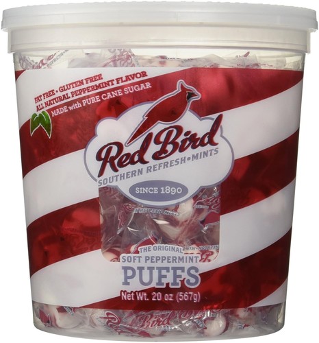 Red bird soft peppermint puffs - bird,
