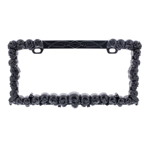 Black skull license - skull, plate