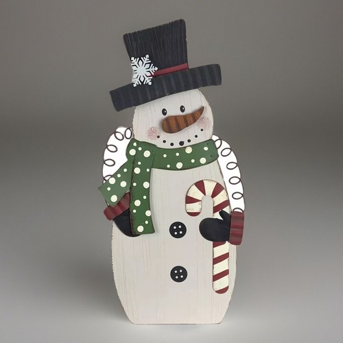 Wooden snowman candy cane - snowman,