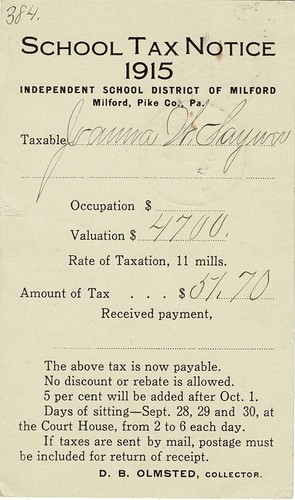 Tax notice postcards - , 1915-1926