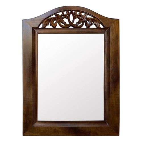 Solid framed wooden mirror - wooden,