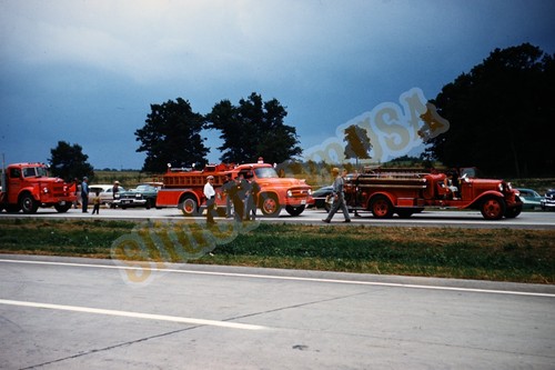Vtg 1950 slide - antique, fire