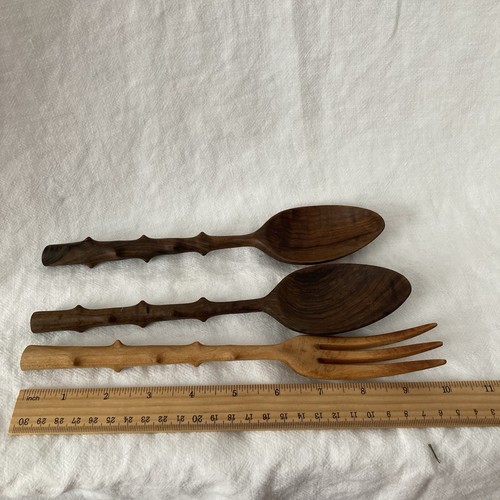 Wooden salad serving set fork - wooden,