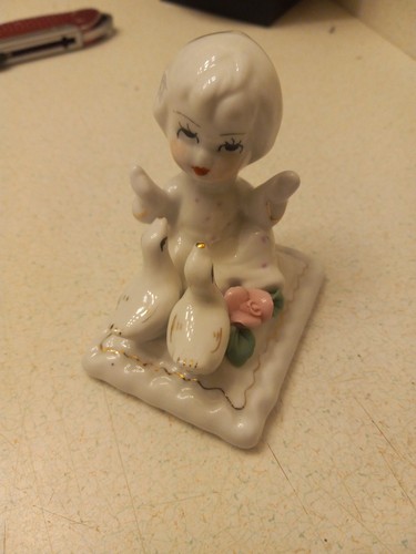 Vintage white porcelain girl - white,