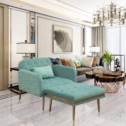 Velvet accent chair - velvet, ottoman