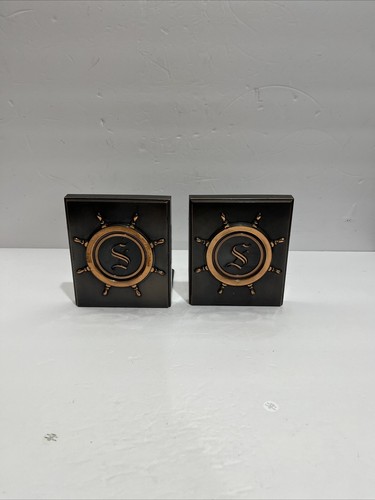 Bookends ornate copper metal - ornate,