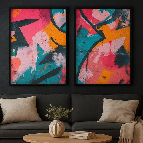 Colorful abstract canvas art - colorful,